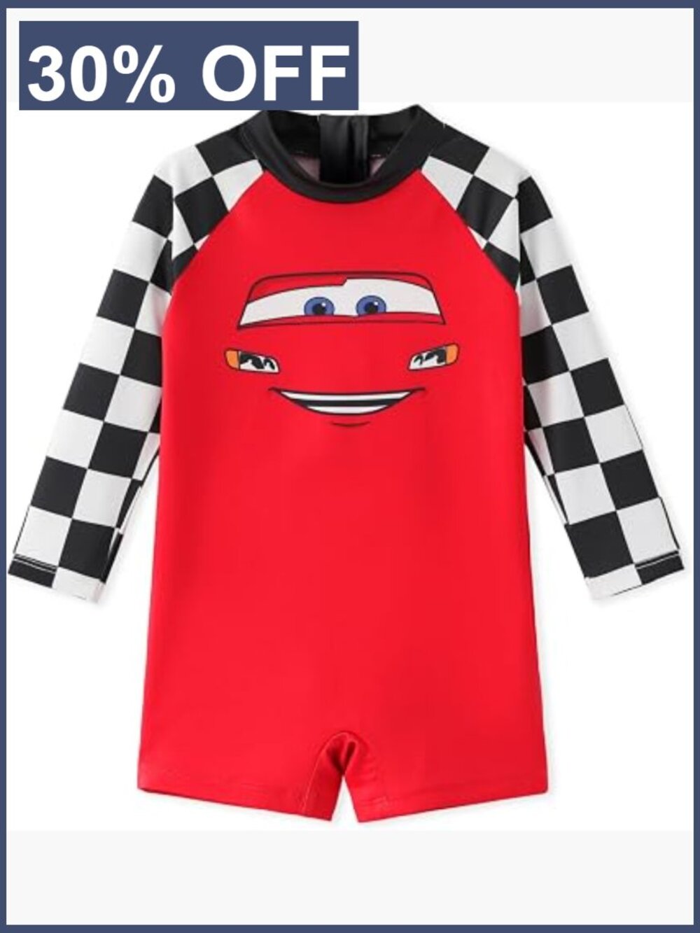 Disney Cars Baby Boy Rash Guard One Piece UPF 50+ Long Sleeve Zipper
